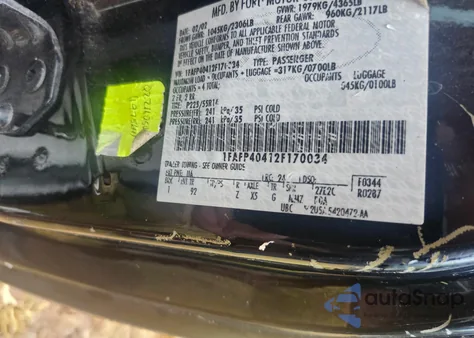 2002 Ford Mustang из США, поврежденный, VIN 1FAFP40412F170034